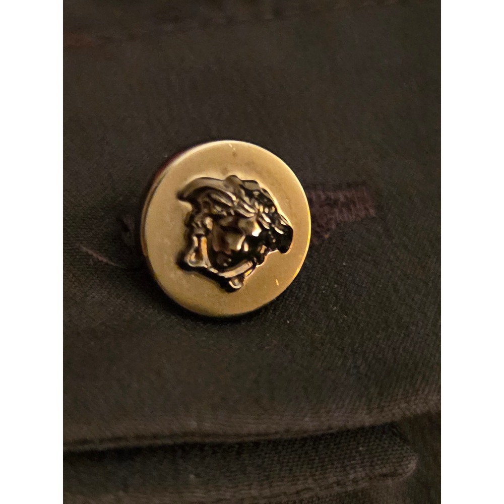 Versace Black Greek Key Medusa Button Up Shirt SilkBlend Style A77064 Sz 40/US 4 - Picture 6 of 10